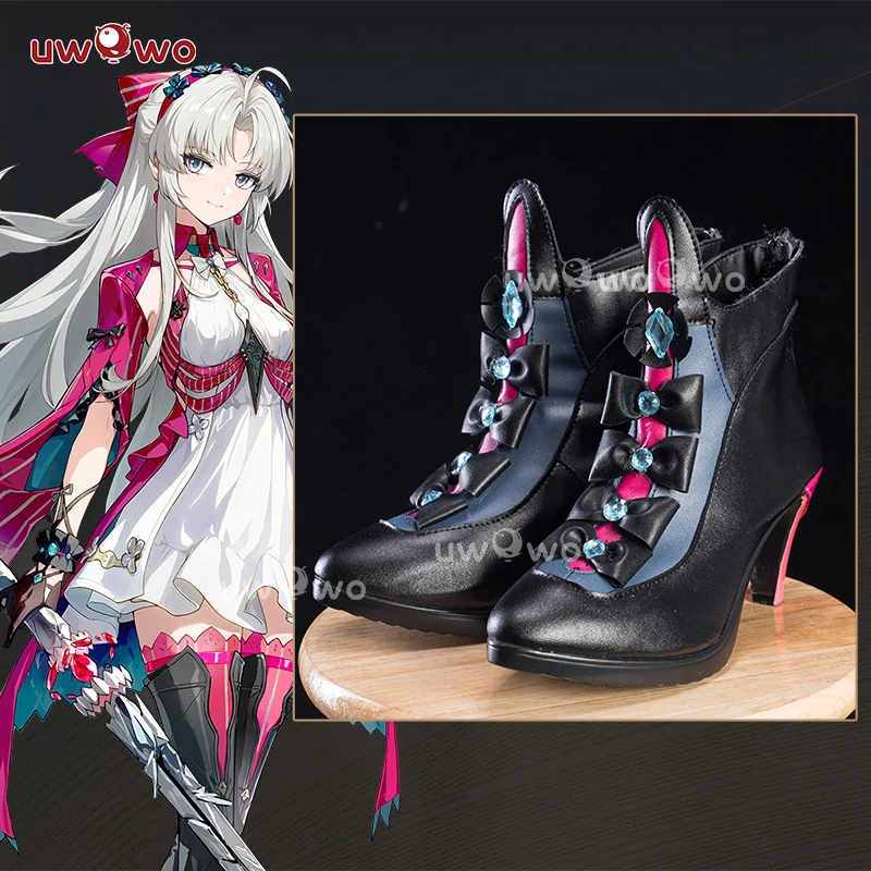 UWOWO Carlotta Schuhe Spiel Wuthering Waves Carlotta Montelli Cosplay Schuhe Schwarze Schuhe Frau Größe 36-43