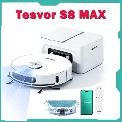 Tesvor s8 max Roboter Staubsauger 8000pa 3-in-1 Vakuum/Sweep/Mop bis zu 180min Laufzeit selbst Image