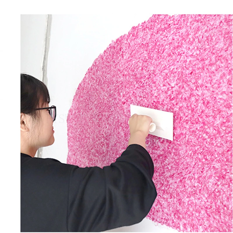 1KG Pflanzenfaserfarbe Wandschlamm selbstbürstend umweltfreundliche Wandbekleidung Wohnzimmer Schlafzimmer Wanddekoration Flüssigtapete Image
