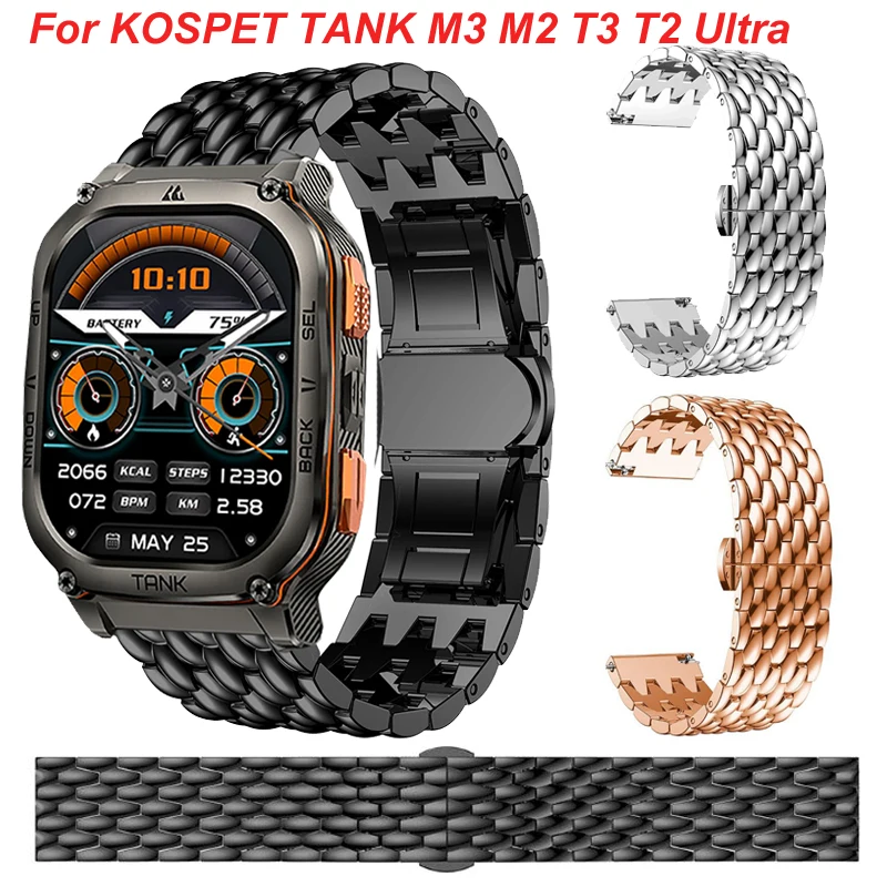 22mm Edelstahlarmband für KOSPET TANK M3 M2 Ultra Armband für KOSPET TANK T3 T2 Ultra Armband Smartwatch Sport Armband Image