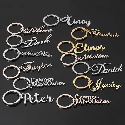Benutzerdefinierte Buchstabe Name Schlüsselanhänger Mode personalisierte Edelstahl Schlüsselanhänger Image