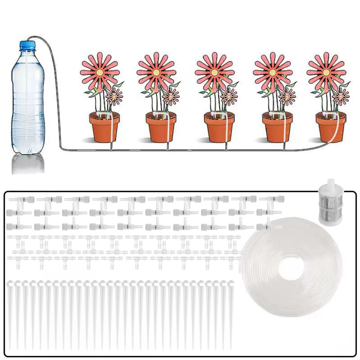 1 Satz, automatisches Tropfset für Garten topfpflanzen mit einstellbarer Wasser tropfen durchfluss rate, geeignet zum Gießen von Topfpflanzen Image