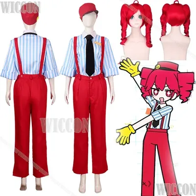 Kasane Teto virtuelle Idol Mesmerizer Cosplay Kostüm rot Doppel Pony Perücke Overalls Rollenspiel Image