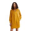 Midikleid MARC O'POLO "aus leichter Qualität", Damen, Gr. 40, Normalgrößen, gelb (golden gelb), Obermaterial: 100% Leinen; Futter: 100% Nicht verfügbar, unifarben, loose fit kurz, Langarm Manschette, Kleider