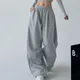 2025 New Harajuku Pantaloni sportivi a gamba larga Donna Streetwear Baggy Pantaloni sportivi grigi oversize Donna Pantaloni da jogging casual con coulisse