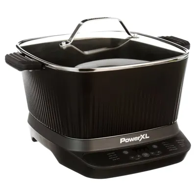 StirMax 7.5 Qt Multi-Cooker with Auto Stir/Shred Paddle and 9 Presets, Matte Black