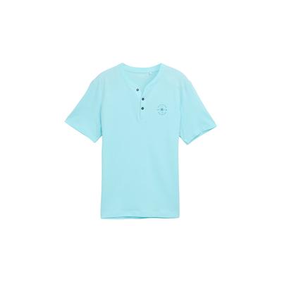 TOM TAILOR Herren Henley T-Shirt mit Logo-Print, blau, Uni, Gr. XL Image