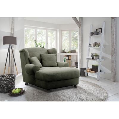 XXL-Sessel HOME AFFAIRE "Oase", grün (olive), B:120cm H:101cm T:142cm, 100% Polyester, Sessel, mit Wellenunterfederung und 2 Zierkissen, Topseller Image