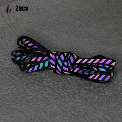 TEMU 1 Pair Reflective Striped Flat Laces, Elegant Polyester Casual Shoe Laces, Night Visibility, Hand Washable/ Safe