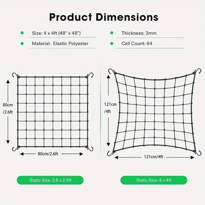 TEMU 1 Pack, Heavy Duty Trellis Netting 3x3ft, Plastic Plant Support With 4 Hooks, Ideal For Climbing Plants, Vegetables, Fruits, And Flowers Image