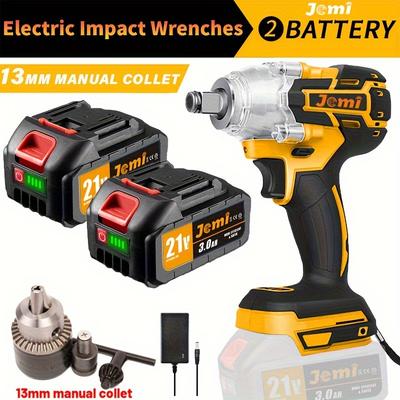 "TEMU Jemi Cordless Impact Wrench - 1/2" Brushless Impact , Max Torque 512n.m, With 21v 3.0ah Li- & Charger Kit - Powerful And Portable" Image