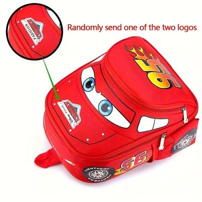 TEMU Cars Large Capacity Cartoon Backpack - Red Bag With Spacious Compartment, For And Everyday Use, Zipper Closure, Perfect Back-to- Gift, Backpack For Image
