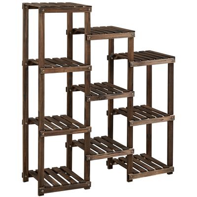TEMU Costoffs 7-tier Plant Stand Outdoor Flower Ladder Wood Outside Flower Shelf Balcony Plant Ladder Flower Bench Vertical Bed Image