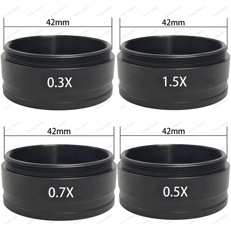 0,3X 0,5X 0,7X 1,5X 2X Hilfs Barlow Objektiv M42 Für 120X/180X/200X/300X/500X C-Mount Industrie Zoom Objektiv Image