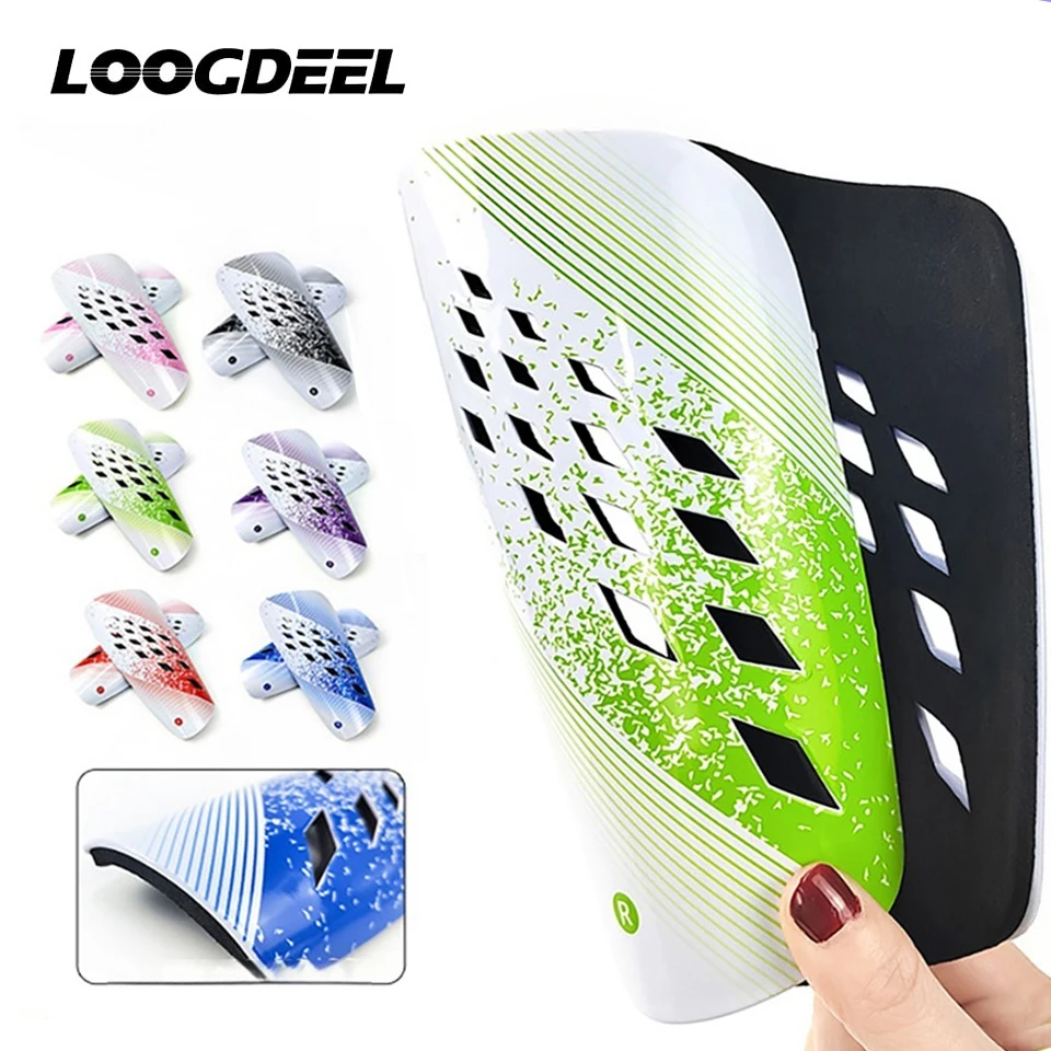 Loogdeel 1 Paar neue Fußball-Schienbeinschoner, atmungsaktive Schienbeinschoner für Fußball für Erwachsene und Kinder, Fußball-Schutzausrüstung für Erwachsene Image