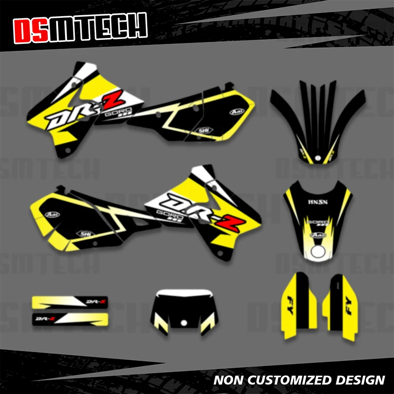 DSMTECH Für Suzuki DRZ400 SM S E DRZ400 SM S E 2000-2020 Grafiken Aufkleber Aufkleber Motorrad Hintergrund Benutzerdefinierte Nummer Name Image