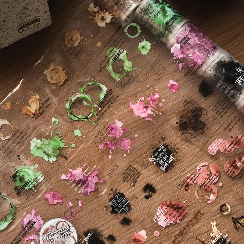 Mr. Paper Coffee Memory Series Coffee Trace Collage Wasserdichtes Klebeband DIY Handbuch Magazin Tagebuch 3 Rollen in Image