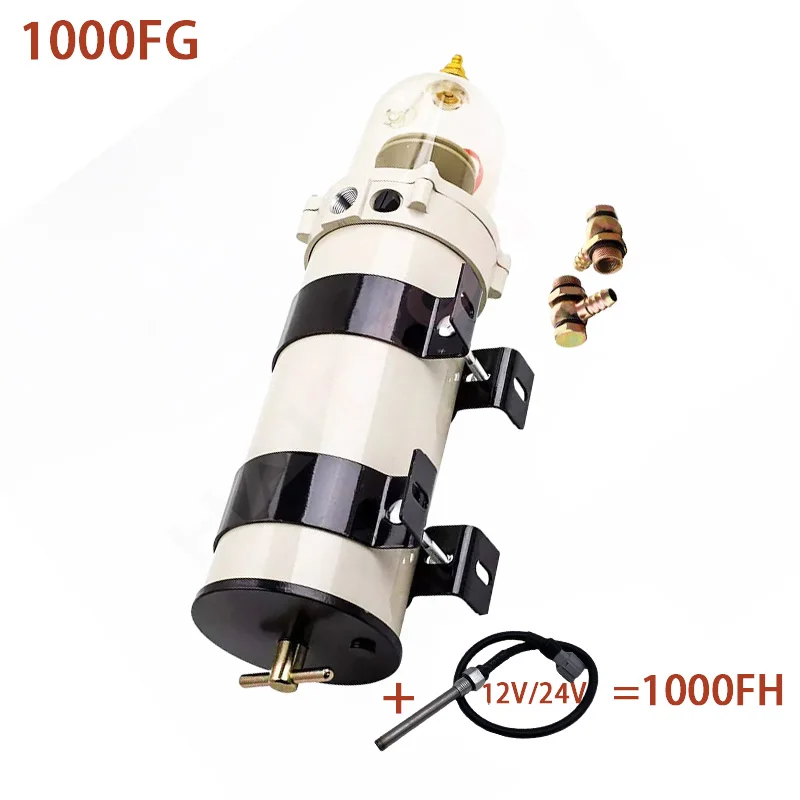 1000FG1000FH Dieselmotor Kraftstoff-Wasserabscheider-Baugruppe 12 V 24 V Heizdrahtrohr mit 2020 Uhr 30 Mikron Filter Image