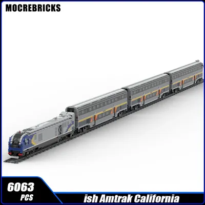 Stadt Eisenbahn Capitol Korridor Amtrak Zug SC-44 High Speed Passagier Wagen Baustein Modell Ziegel Image