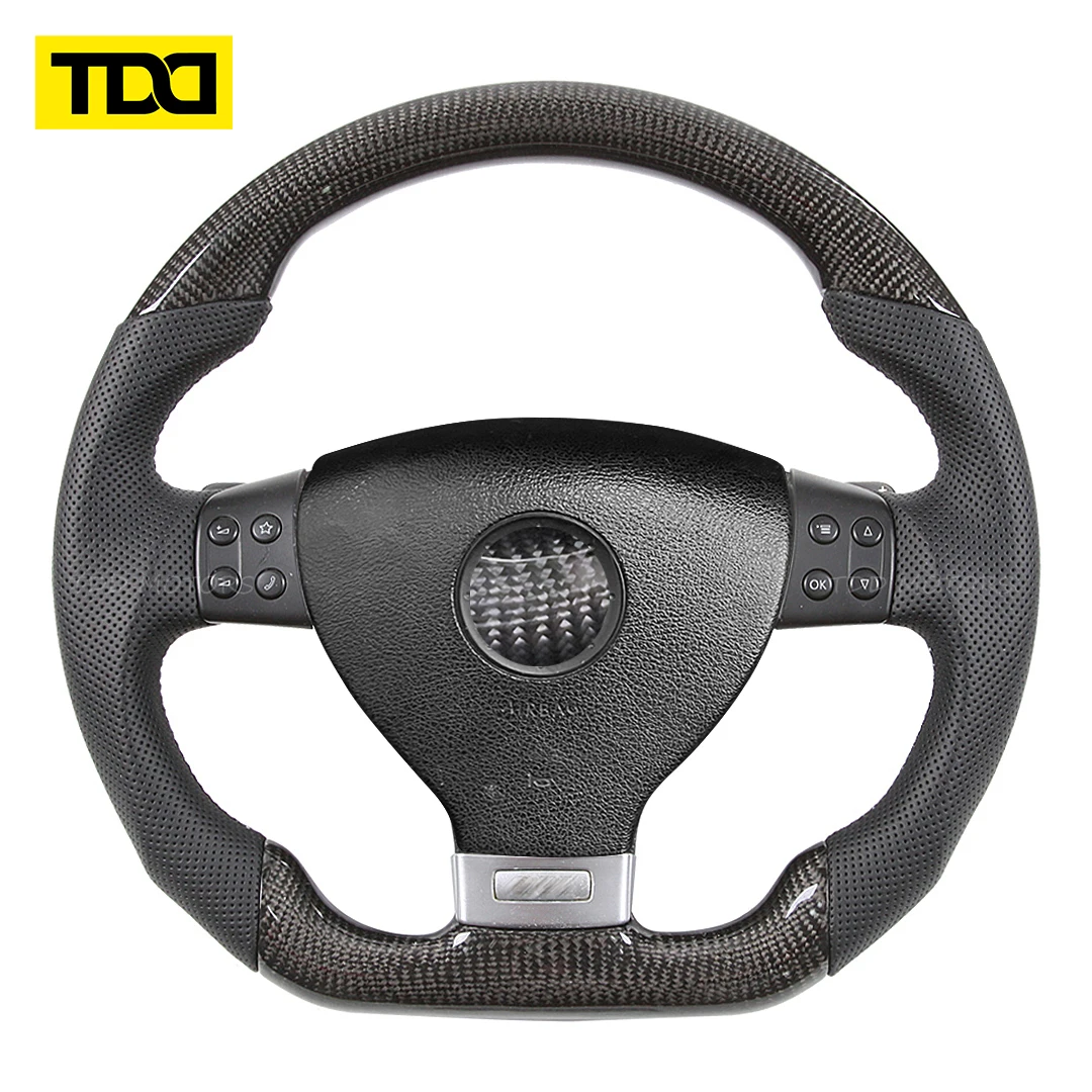 TDD 100 % echtes Carbonfaser-Lenkrad mit Leder für VW Volkswagen Golf 5 Mk5 GTI TSI Passat Maiteng Touran (keine Paddel) Image