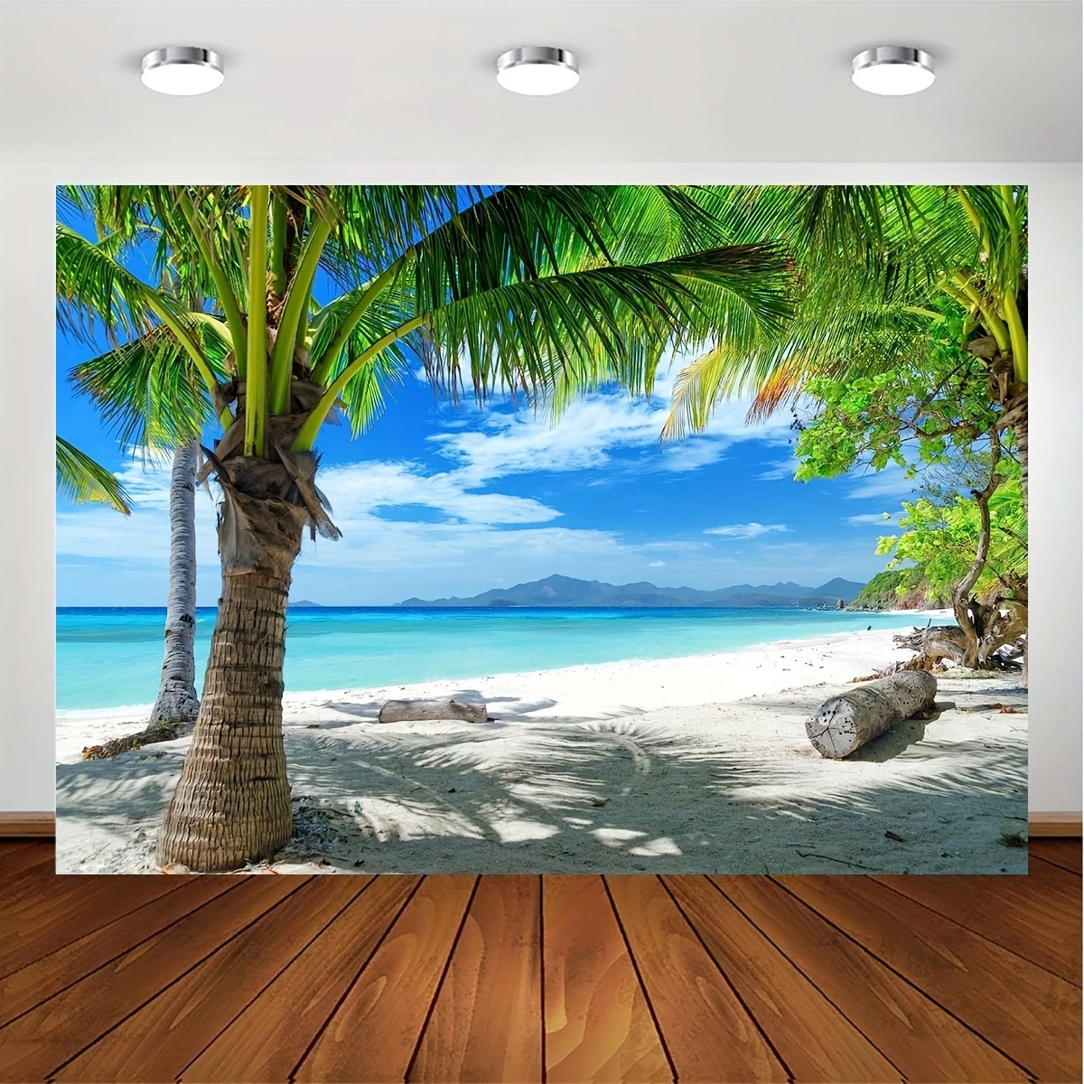 Strandfotografie Hintergrund Hawaiian Luau Blauer Himmel Meereshintergrund Outdoor-Banner-Dekoration Image