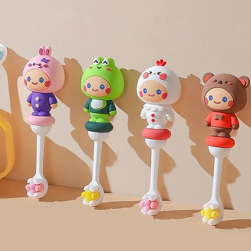 Kinderzahnbürsten, weiche Borsten, Kinderzahnbürste, Kaninchenbär, Silikonbürstenkopf, Zahnbürste, orale Zahnreinigung für Kinder Image