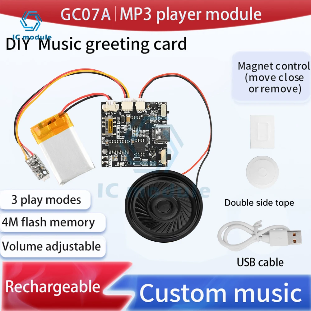 GC07A Beschreibbares Soundmodul 4M MP3 WAV Magnetisch gesteuertes Musik-Sprachplayer-Board für DIY-Grußkarte als Geschenk Image