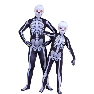 Halloween Skelett Kostüm Eltern-Kind Cosplay Kleidung Terror Masquerade Party Onesies Erwachsene Image