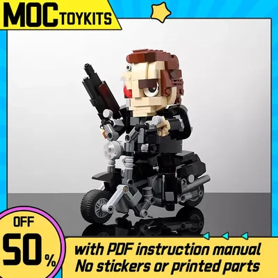 Berühmte Film- und Fernsehserie MOC- 166963 Terminator T-800 mit Fahrradmontage Baustein Image