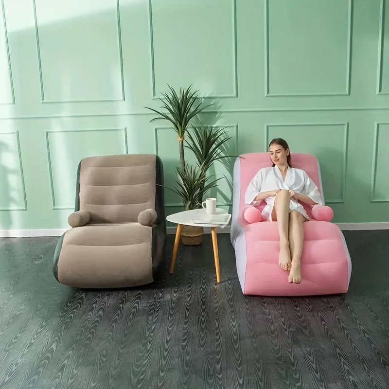 Aufblasbare faule Sofa Flock ing PVC Sofa Stuhl tragbare Rest Matratze s-förmige ergonomische Liege Mittagspause Lounge Stuhl für Kinder Image