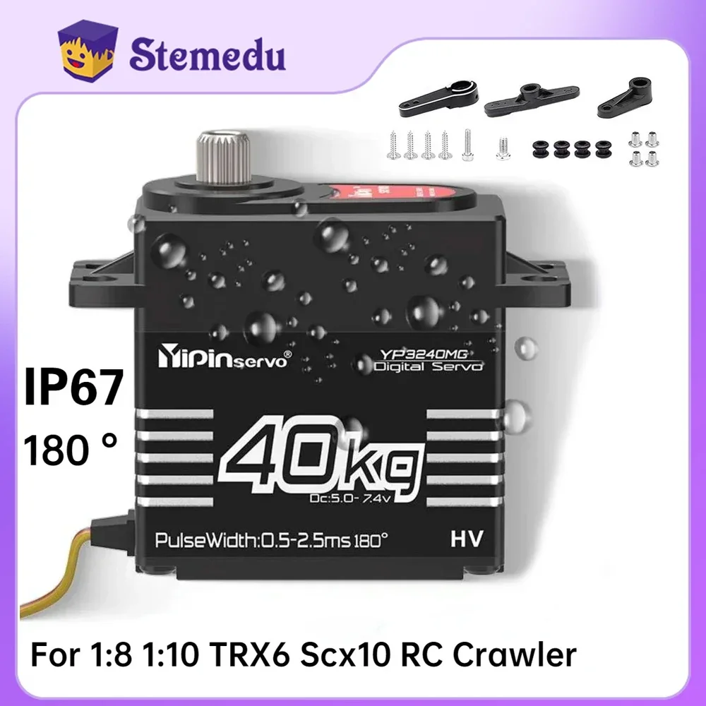 40 kg 5–7,4 V YP3240MG digitaler Metall-Servomotor mit hohem Drehmoment 180/270 Winkelgesteuerter Ip67 für 1:8 1:10 TRX6 Scx10 RC Cars Crawler Image