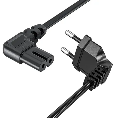 2 Pin Prong EU European Figure 8 AC Power Cable 90 Degree Angled Euro Power Cord for Samsung Philips LG Sony TV PC Monitor DVD