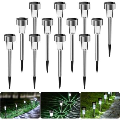Solar Gartenleuchte Solarlampe LED Solarleuchte aus Edelstahl,12 Stück Wasserdichte Aussenleuchten Image