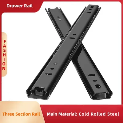 2 Way Drawer Slides Black Close Sliding Drawer Track Rail Two Section Cabinet Slides Furniture Hardware Sliding Hardware