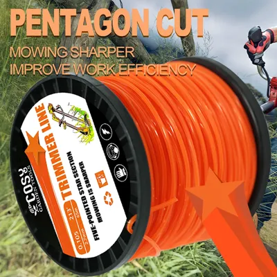 2.7MM*100M String Trimmer Line, Commercial Grade Orange Pentagon Weed Eater String, Nylon String Trimmer Line for Grass Weeds