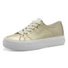Plateausneaker TAMARIS, Damen, Gr. 37, gold (goldfarben), Textil, unifarben, glänzend, beschichtet, sportlich, Schuhe, Freizeitschuh, Halbschuh, Schnürschuh mit Logo an der Ferse