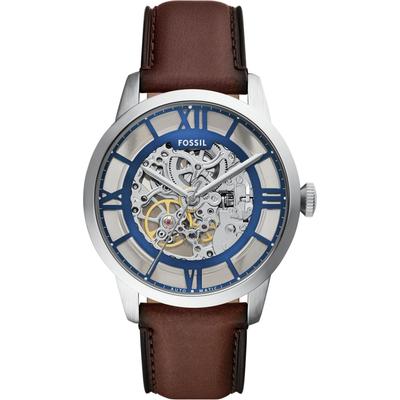 Automatikuhr FOSSIL "TOWNSMAN Automatic", braun, transparent, Armbanduhren, Herren, Armbanduhr, Herrenuhr, Mechanische Uhr, Lederarmband, analog Image