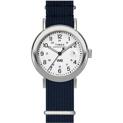 Quarzuhr TIMEX "WEEKENDER MAIN LINE", dunkelblau, Armbanduhren, Damen, Armbanduhr, Damenuhr,Textilarmband,Datum, Leuchtzeiger Image