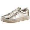 Plateausneaker TAMARIS, Damen, Gr. 42, gold (goldfarben), Lederimitat, unifarben, glänzend, sportlich, Schuhe, Freizeitschuh, Halbschuh, Schnürschuh mit Textilkordel am Plateau