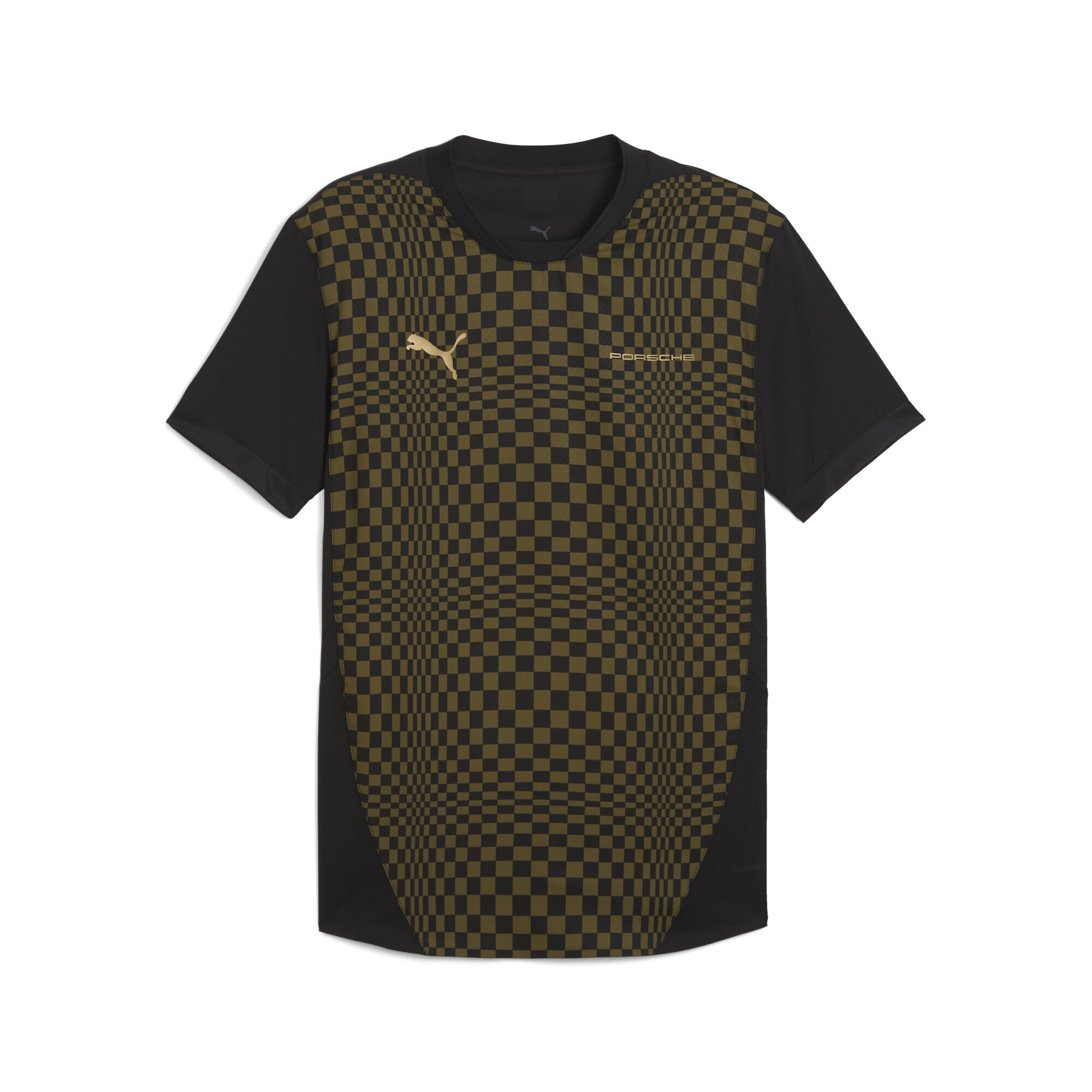 Trainingsshirt PUMA "Porsche Legacy 911 Spirit 70 Fußballtrikot Herren", Herren, Gr. XS, grün (olive drab grün), Obermaterial: 100% Polyester; Rückenteil: 100% Polyester; Ärmelbund: 100% Polyester; Einsatz: 100% Polyester, kariert, slim fit,... Image