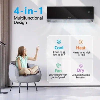 12,000 BTU 19 SEER 115V Energy Saving Ductless Split-System Air Conditioner with Pre-Charged
