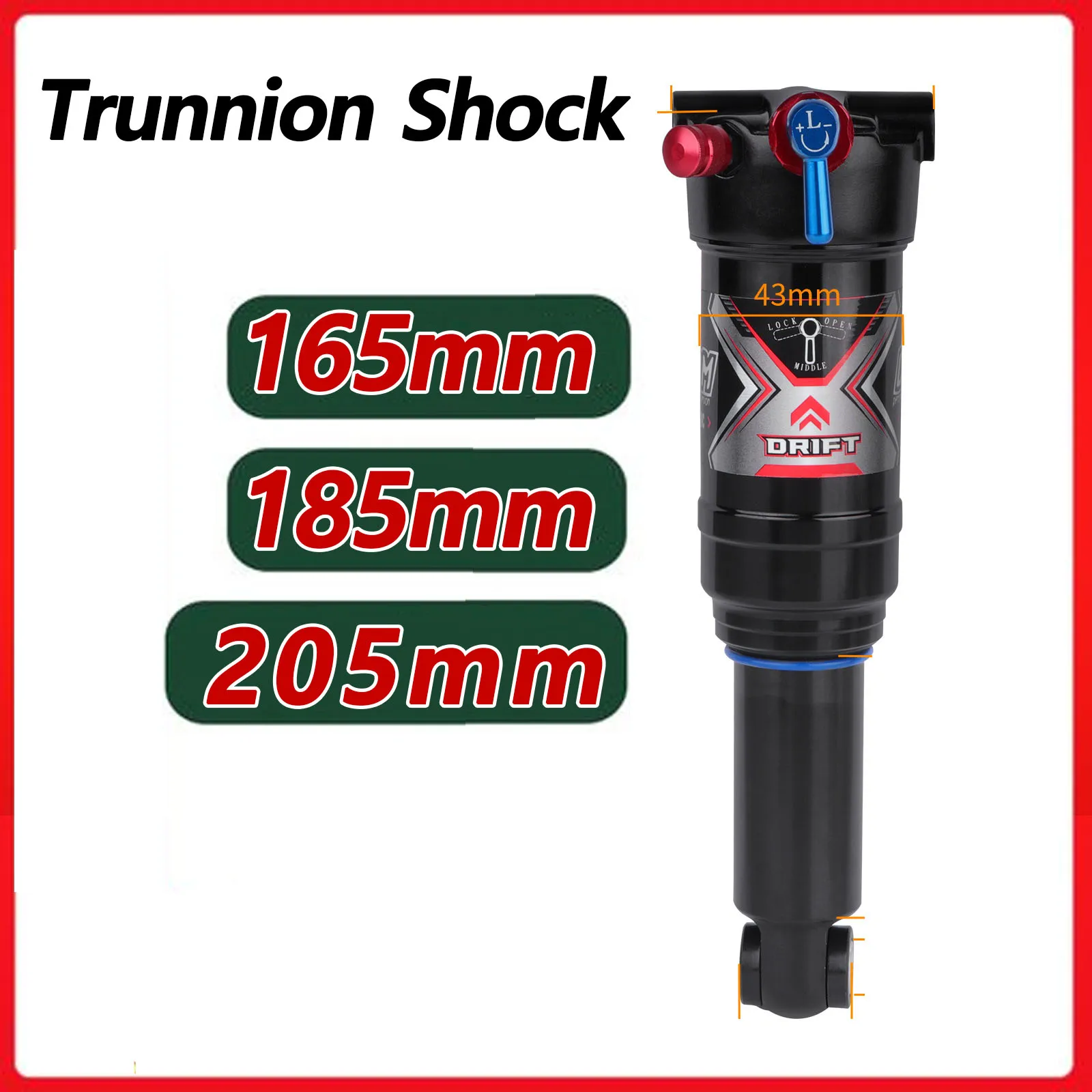 Ammortizzatore per munione DNM 165mm 185mm 205mm ammortizzatori di regolazione per sospensione camera d'aria mtb ammortizzatore posteriore ammortizzatore per bicicletta
