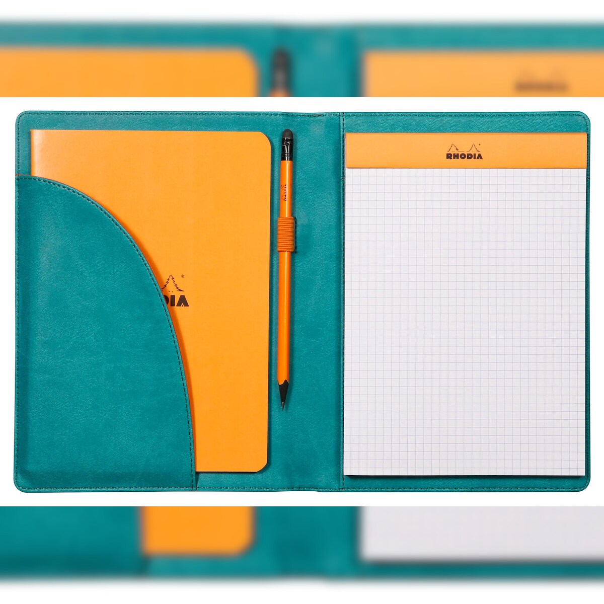 Rhodiarama Mappe für Block oder Notizheft A5, N°16 17,5x23,5 cm - Pfaugrün 216004C Image