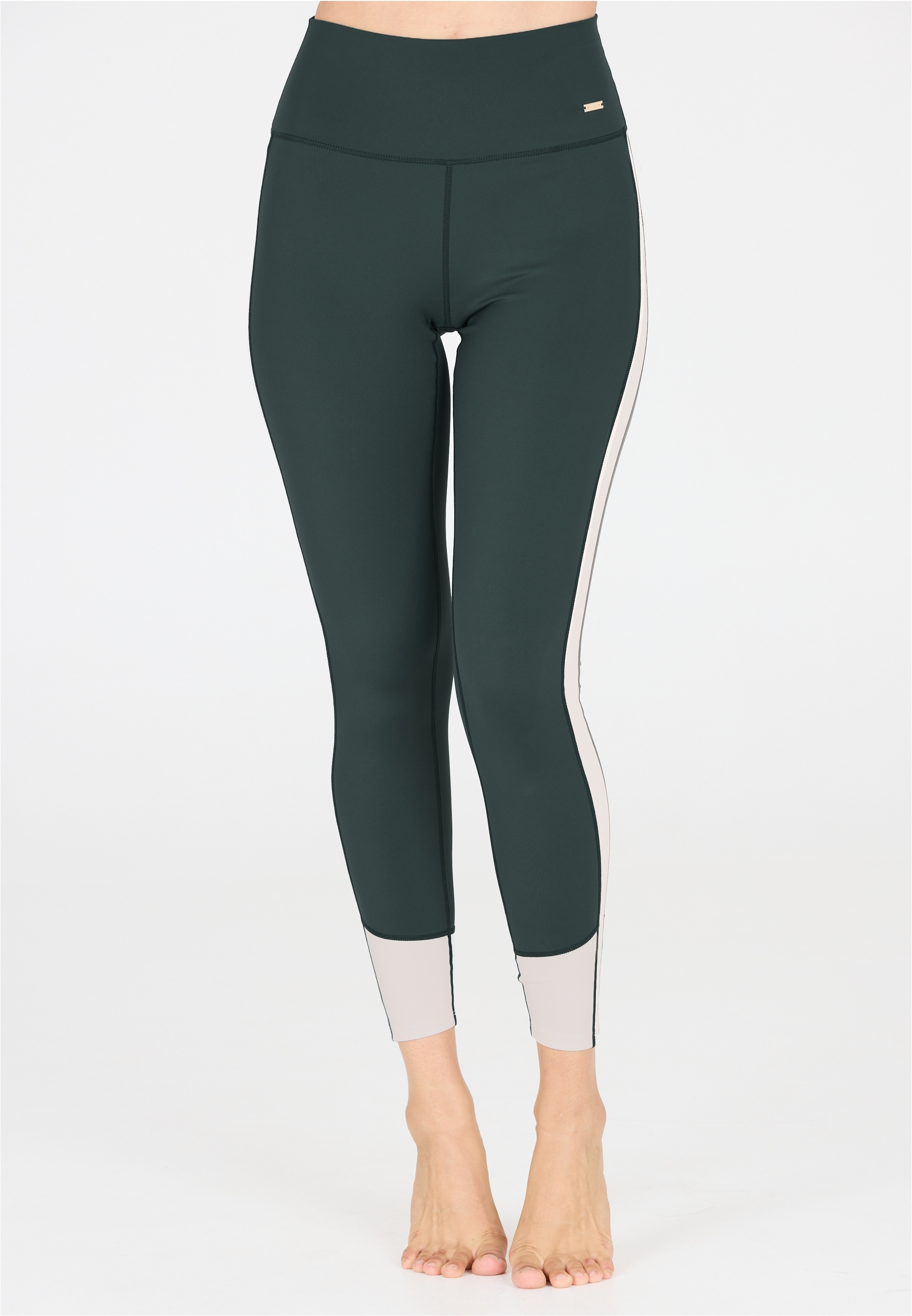 Trainingstights ATHLECIA "Aspasia", Damen, Gr. 44, EURO-Größen, grün (dunkelgrün, weiß), 77% Polyamid, 23% Elasthan, mehrfarbig, Hosen, mit Quick-Dry-Funktion