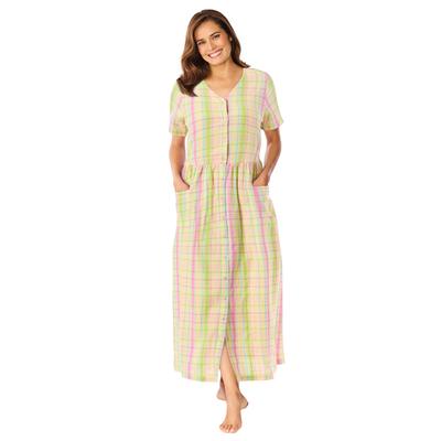 Plus Size Women's Long Seersucker Lounger by Only Necessities in Multi Stripe Plaid (Size 1X)