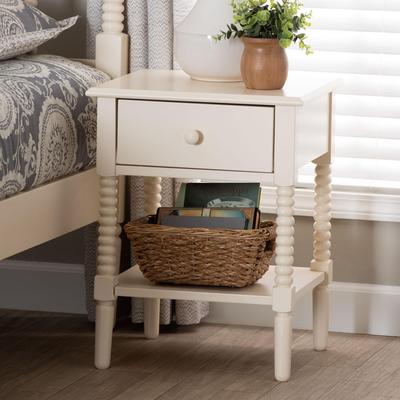 Baxton Studio Braith Farmhouse Black Spindle Wood 1-Drawer Nightstand by Baxton Studio in Ivory (Size ONE SIZE)