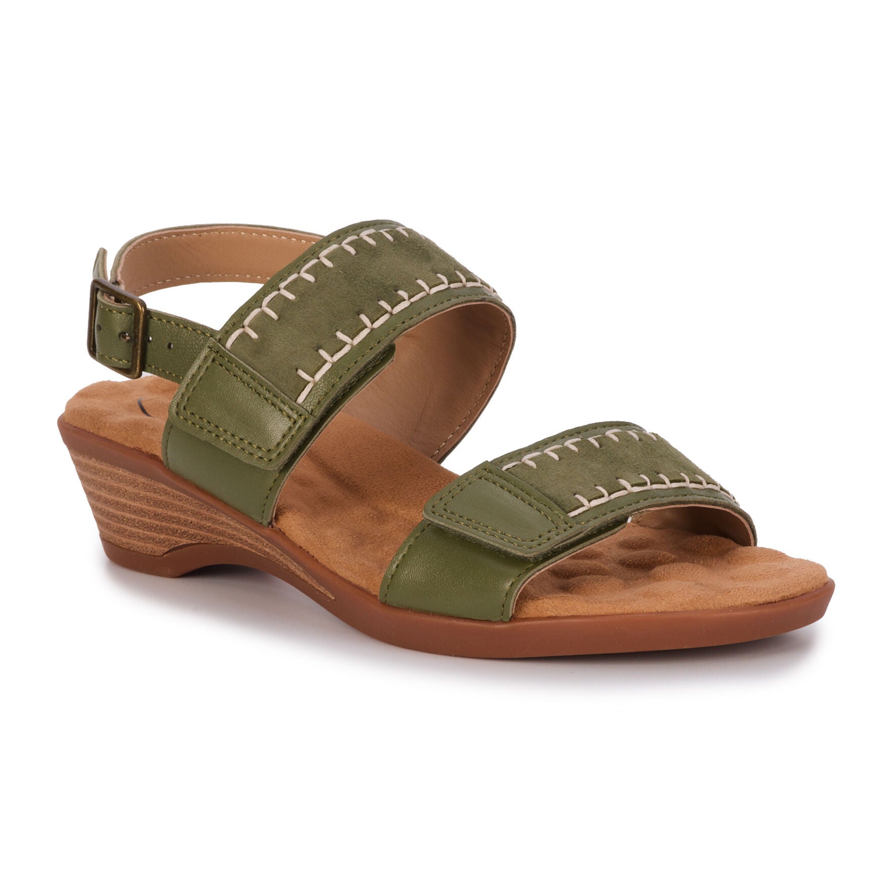 Wide Width Women's Kateri Sandal by Ros Hommerson in Olive Leather Suede (Size 6 1/2 W)