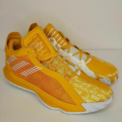 Adidas Shoes | Adidas Men's Damian Lillard Dame 6 Sm Team Shoes Fv7074 Size 14 | Color: White/Yellow | Size: 14