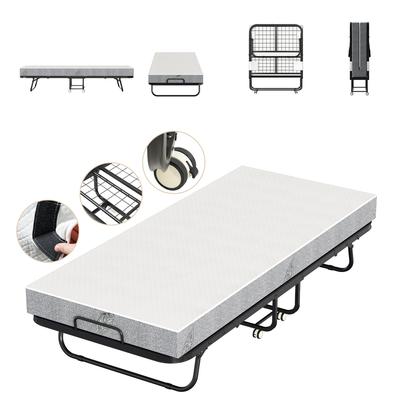 TEMU Folding Bed 90 X 200 Cm With 13 Cm High Density Foam Mattress, Single Bed Adult Guest Bed, Folding Bed With Wheels, Metal Bed, Bed & Mattress Sets 200 Kg Folding Chair For Bedroom, Living Room Image