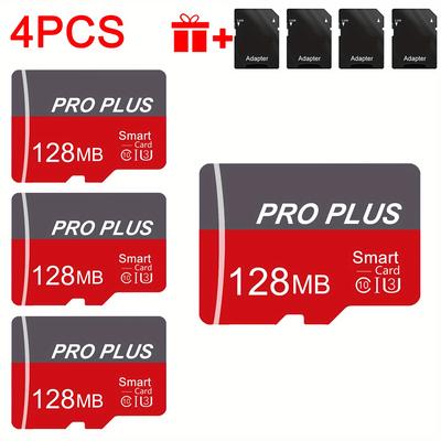 TEMU 4pcs Memory Cards With Adapter - 64gb/32gb/16gb/8gb, U3 C10 A1 Tf Card For Tablets, Cameras, Phones & Car Audio - Secure File Storage, Pro , Speed, Device Memory Expansion | | Memory Cards Image